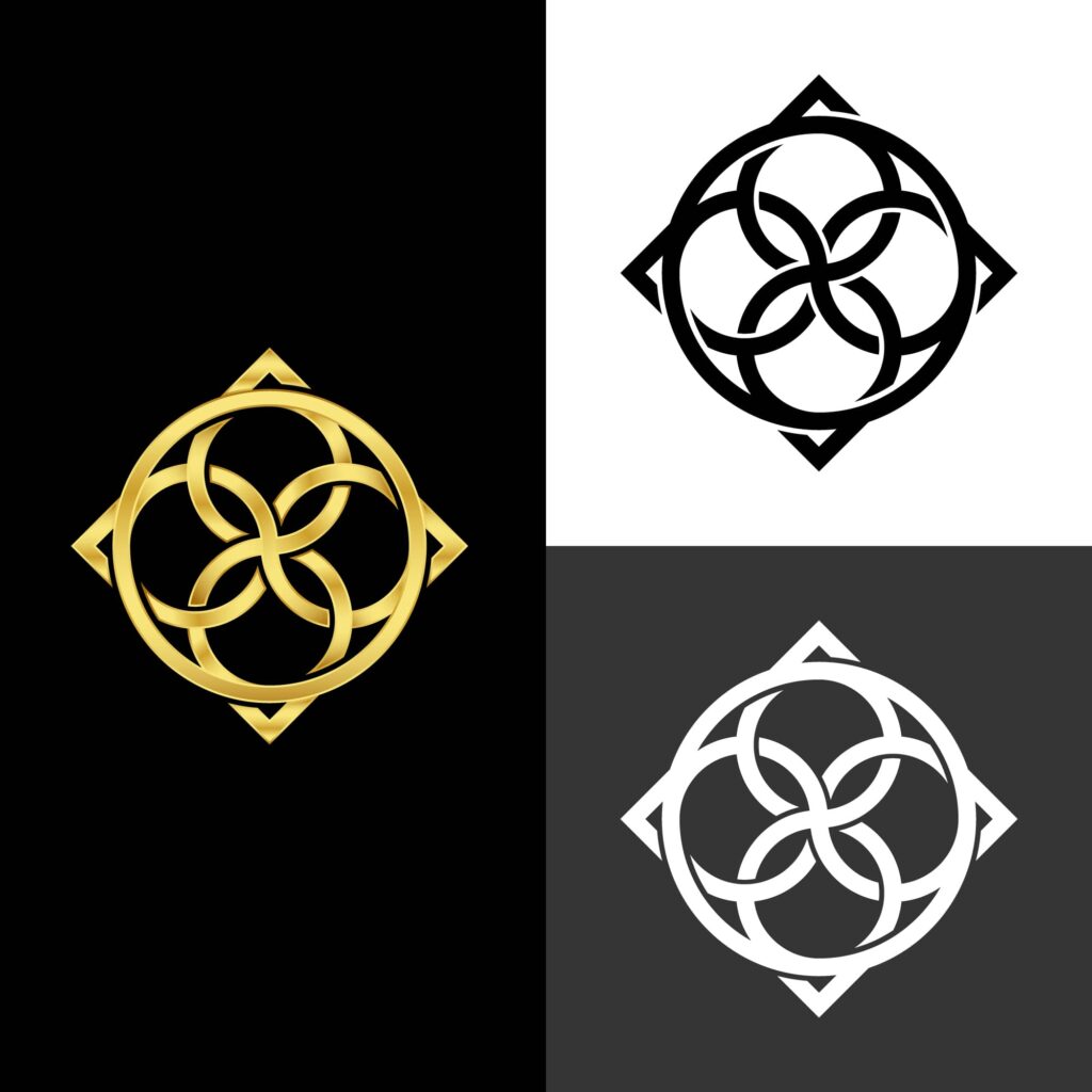 Current image: Symmetrical logo design with balanced visual elements