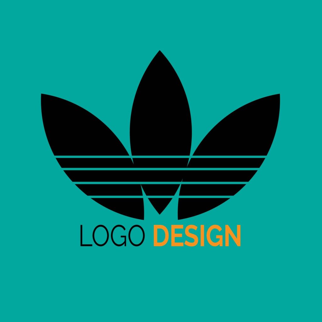 Adidas logo design featuring iconic three stripes symbol in a minimalist style